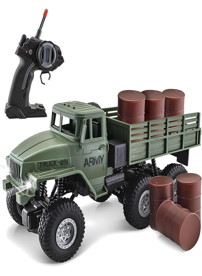 RahiGlow RC Military Truck 6x6 Road Remote Control Car 1/16 Scale Remote Control Truck 6WD All Terrain Rock Army Transport Vehicle Toy Vehicle for Kids Children Boy Gift - Image 1